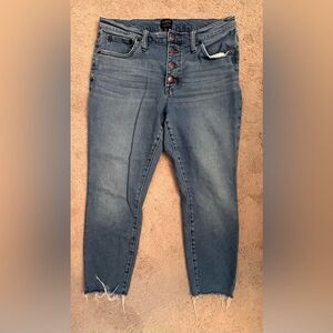 J Crew Women 's High Rise Button Fly Raw Hem Jeans Size 30 P GUE